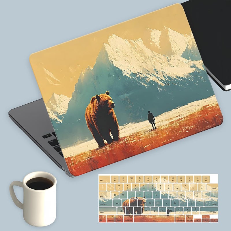 KEROM Compatible for MacBook Air 13 inch Case 2025 M4, 2024-2022 M3 M2 A3240 A3113 A2681, Cute Sleek Aesthetic Plastic Hard Shell with Keyboard Cover for MacBook Air 13.6 inch Case, Bear - Image 1